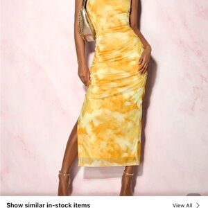 SHEIN One Shoulder Yellow Tie-Dye Dress
